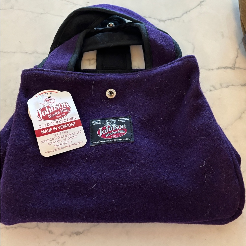 Purple wool purse.